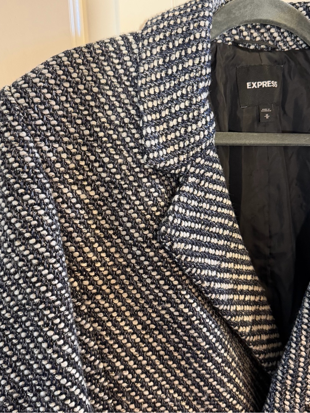 Express Metallic Tweed Double Breasted Blazer Coat Size M - Picture 10 of 10